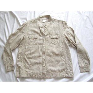 Women Coldwater Creek Linen Blend Button Long Sleeve Shirt Sz M (WS74)